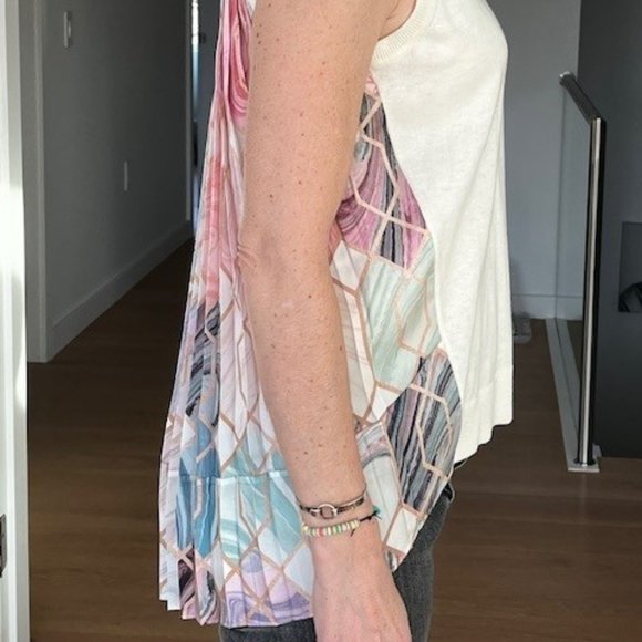 Ted Baker sleeveless top, size 4/XS-S (TB size 1), cream front + coloured back. - Picture 2 of 8